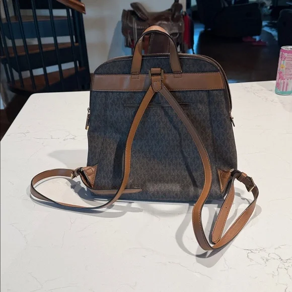 Michael Kors Dark Brown Monogram Backpack - Picture 2 of 4